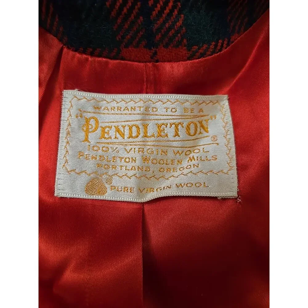 Pendleton Vtg 70s 80s Double Breasted 100% Wool Car Coat Womans Sz 8 Belted USA